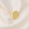 Silver Open Ring With Large Textured Round Disc Face view 3
