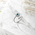 Twisted Band Blue Evil Eye Open Rings in Four Finishes view 5