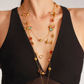 Gold Stainless Steel Long Czech Glass Station Necklace 80cm view 2