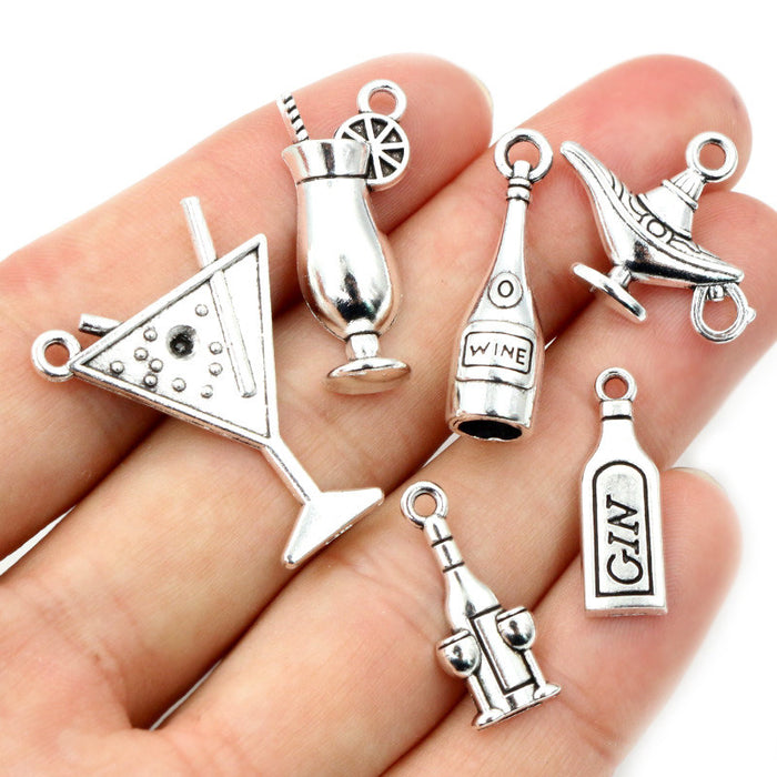 Miniature Barware and Cocktail Charms in Antique Silver Finish