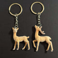 Flocked Spotted Deer Keychains in Two Poses with Silver Tone Rings view 3