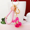 Pearl Accent Rabbit Head Keychains in Five Pictured Colors view 7