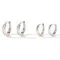 Silver Tone Clear Rectangle Small Huggie Hoop Earrings view 5
