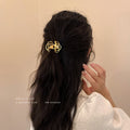 Gold Tone Camellia Pearl Hair Claw In Small Or Large Size view 4