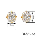 Oval Clear Solitaire Stud Earrings In Polished Gold Tone view 4