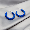 Twisted Color Coated Open Hoop Earrings in Three Colors view 3