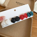 Pearl Rose Flower Stud Earring Sets Pastel Bold Colors view 7