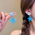 Colorful Resin Starfish Drop Earrings With Polished Metal Details view 4
