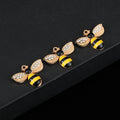 Gold Tone Alloy Enamel Bee Charm Pendant Rhinestone Wings Two Styles view 1