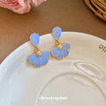 White Enamel Fan Petal Drop Earrings Fashion Jewelry for Women view 4