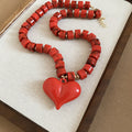 Chunky Beaded Heart Pendant Necklaces in Assorted Colors view 6