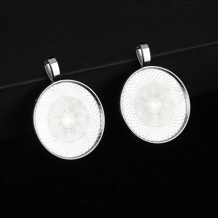 Round Bezel Cabochon Tray Pendant Blank Side Bail Silver-Tone