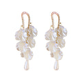 White Floral Shell and Pearl Drop Earring Collection view 5