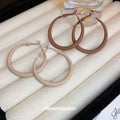 Matte Brown Hoop Earrings in Two Neutral Shades Decorative Jewelry view 1