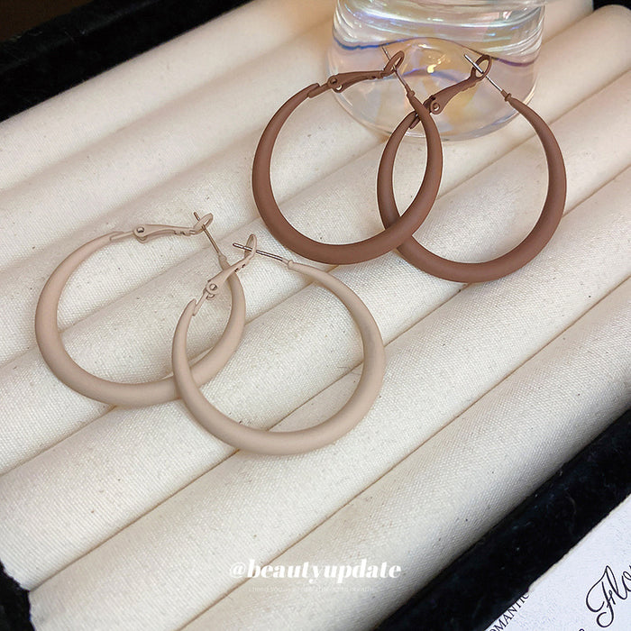 Matte Brown Hoop Earrings in Two Neutral Shades Decorative Jewelry