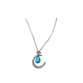 Silver Crystal Crescent Blue Teardrop Star Necklace view 5
