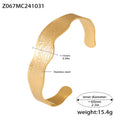 Wave Textured Open Cuff Bracelet Stainless Steel Gold Steel Tone view 6