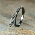 Wing Feather Dangle Pave Band Finger Rings Three Finishes view 3