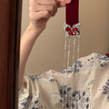 Red Velvet Butterfly Crystal Tassel Hair Clip BB Barrette view 4