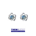 Silver-Tone Liquid Open Frame Aurora Sphere Stud Earrings view 1