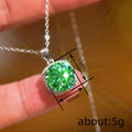 Silver Tone Green Cushion Halo Pendant Necklace O Chain view 4