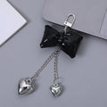 Glossy Patent Bow Keychain with Two Dangling Heart Charms view 6