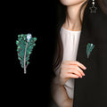 Green Feather Crystal Two Designs Metal Brooch Pin view 4