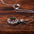 Silver Tone Round Gradient Crystal Floral Pendant Necklaces view 2