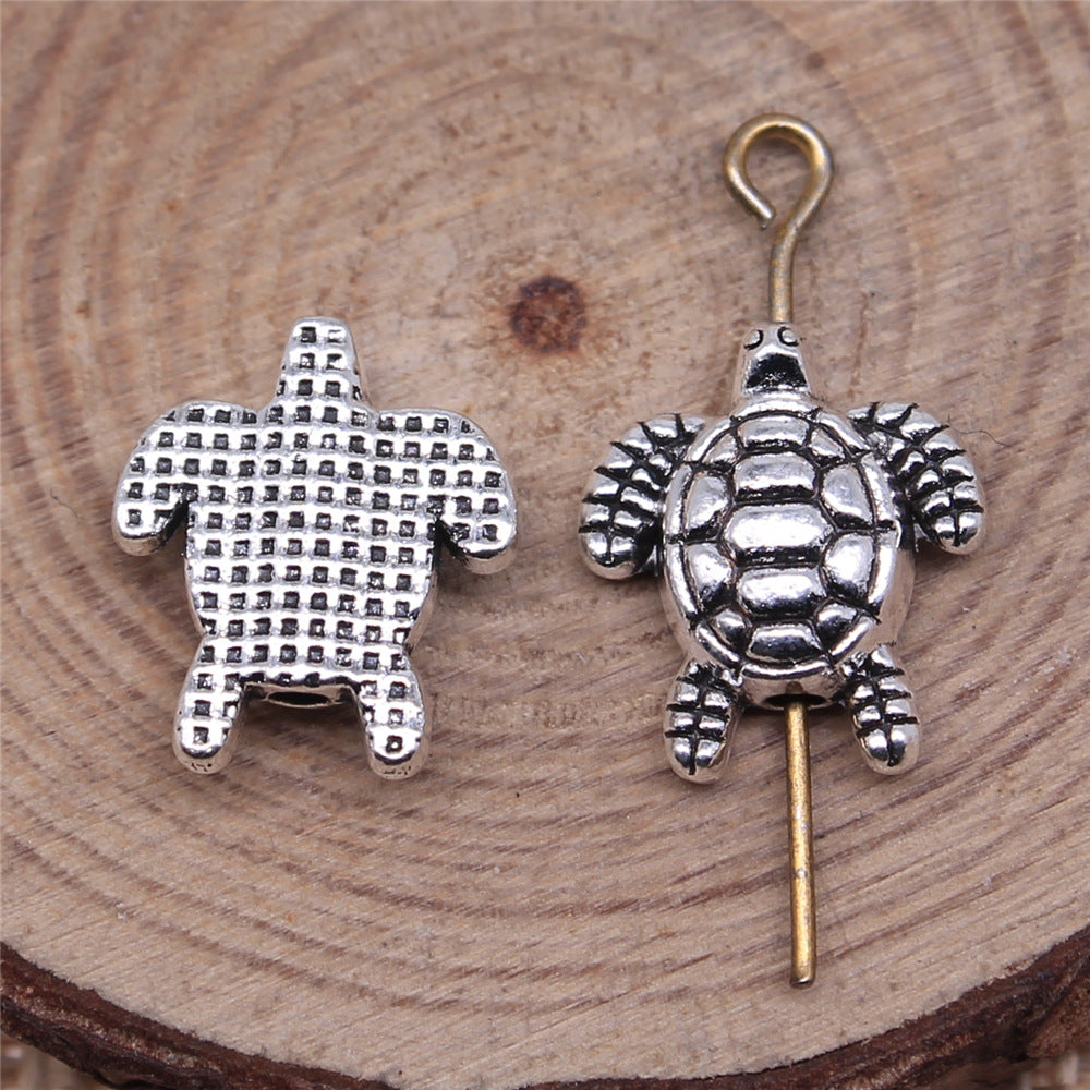 14x12mm 1.4g Antique Silver Zinc Alloy Turtle Loose Metal Beads for Bracelet DIY Jewelry Making