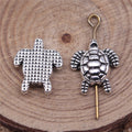 Sea Turtle Small Hole Bead in Antique Silver Metal view 2