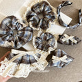 Brown Blue Plaid Lace Scrunchies Hair Clips Headband view 1