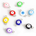 Round Evil Eye Connector Charms in Nine Colors and Two Metal Tones view 4