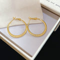 Gold Tone Textured Double Hoop Geometric Statement Earrings view 6