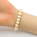 Natural Light Wood Bead Stretch Bracelet Elastic Cord view 3