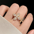 Zircon Flower Open Rings Silver And Gold Two Tones view 2
