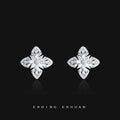 Silver-Tone Pave Crystal Four-Leaf Clover Stud Earrings view 1