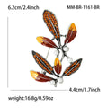 Leaf Branch Brooch Pearl Rhinestone Enamel Brown Green view 4