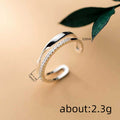 Silver Open Adjustable Double Band Clear CZ Fashion Ring view 4