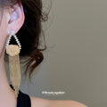Gold-Tone Rose And Chain Tassel Earrings - One Style view 3