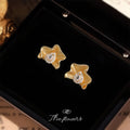 Gold Tone Pleated Flower Clear Teardrop Earrings In Stud And Clip Styles view 4