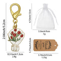 Enamel Tulip Bouquet Keychain Gold Clasp Red Or Pink view 2