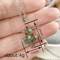 Silver Tone Colorful Christmas Tree Pendant Necklace view 4
