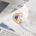 Gold Evil Eye Open Rings Blue Glass Bead 11 Design Styles view 2
