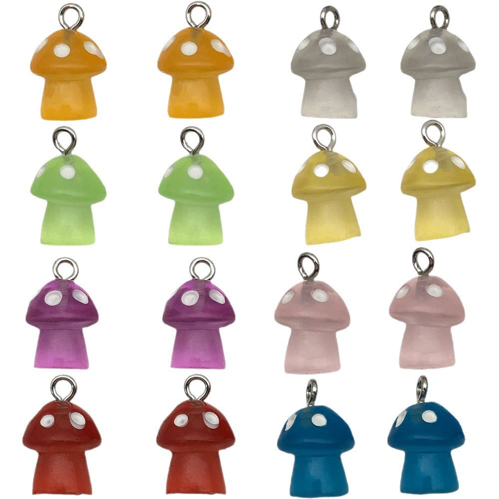 Glow Resin Cartoon Mushroom Charm Pendant for DIY Earrings Necklace Keychain