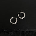 Silver Textured Bark Huggie Hoop Earrings Round Pair view 3
