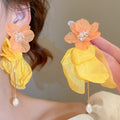Yellow Floral Statement Stud Earrings in Thirty-Six Styles view 7