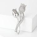 Gold or Silver Tulip Brooch with Clear Crystal Petals view 4