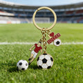 Soccer Player Multi Charm Keychain Gold Ring Enamel view 3