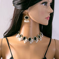Ornate Floral Necklace and Earring Pearl Look Jewelry Sets view 8