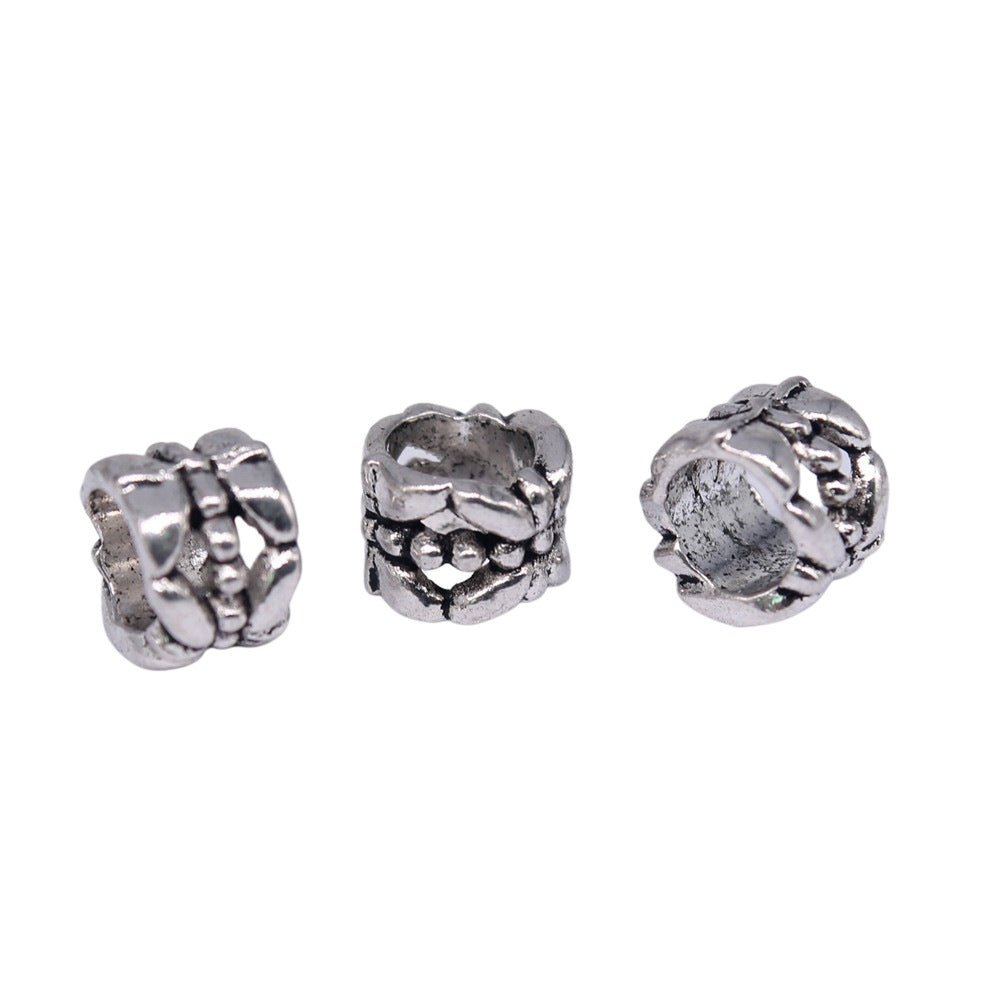 6x8x8mm 0.9g Antique Silver Zinc Alloy Round Large Hole Spacer Beads for Bracelet Necklace Making